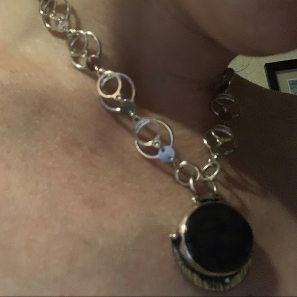 ONE OF A KIND: Onyx Pendant Woven Loop Jump Chain Necklace - Picture 6 of 9